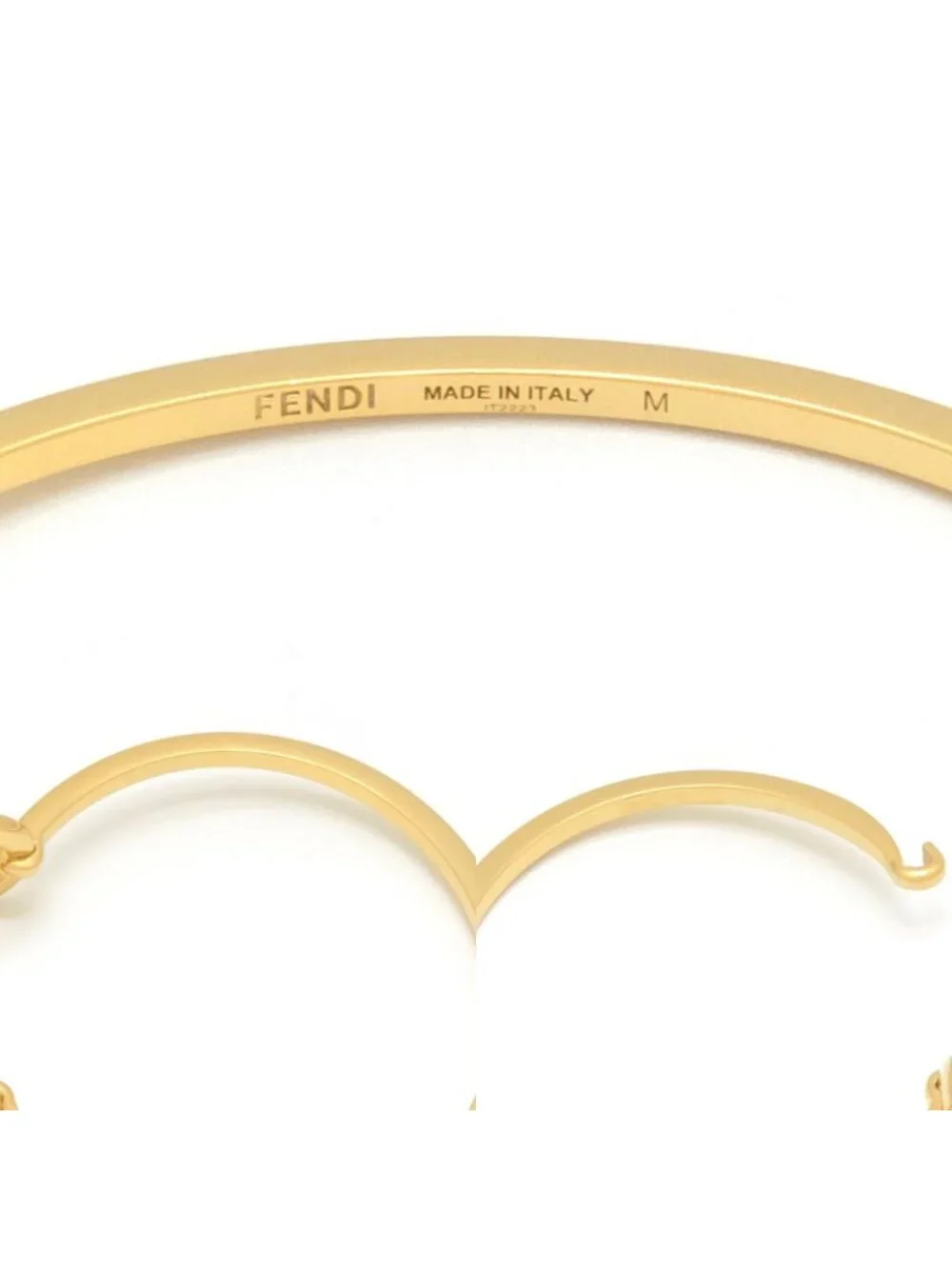 Fendi O'Lock Bracelet M Bangle Crystal Gold Metal